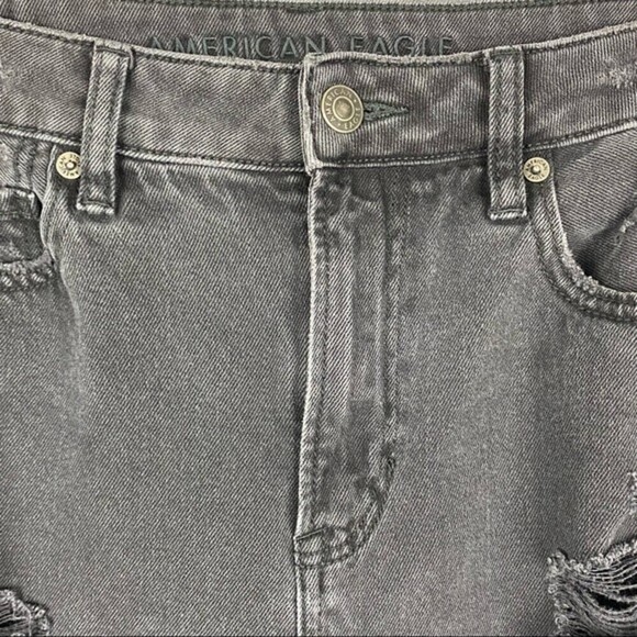 American Eagle Ripped Mom Jeans Black Women's Size 4 - Picture 7 of 14